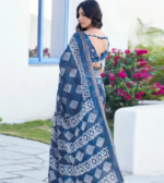 SAREEZAA Women's Cotton Saree with Geometric Print and Unstitched Blouse Piece - Image 2