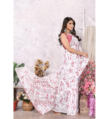 Yashika Women's Trendy Printed Georgette Red Color Saree with Blouse Material - Image 2