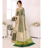 Womens Woven Printed Art Silk Saree With Unstitched Blouse Material - Image 2