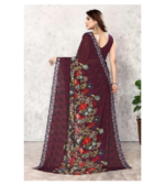 Yashika Women's Printed Trendy Georgette Brown Color Saree With Blouse Material - Image 2