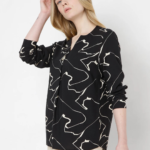 Black Abstract Print Top - Image 2