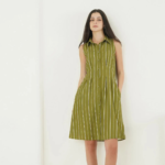 Striped Fit and Flare Dress – Olive