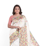 Handwoven White Silk Jamdani Saree