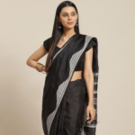 Handwoven Black Jamdani Silk Saree