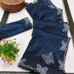 Kashvi Sarees Net Solid Regular Saree With Unstitched Blouse Piece ( Blue )