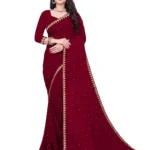 Suntex Lycra Embellished Chanderi saree With Unstitched Blouse Piece ( Maroon )