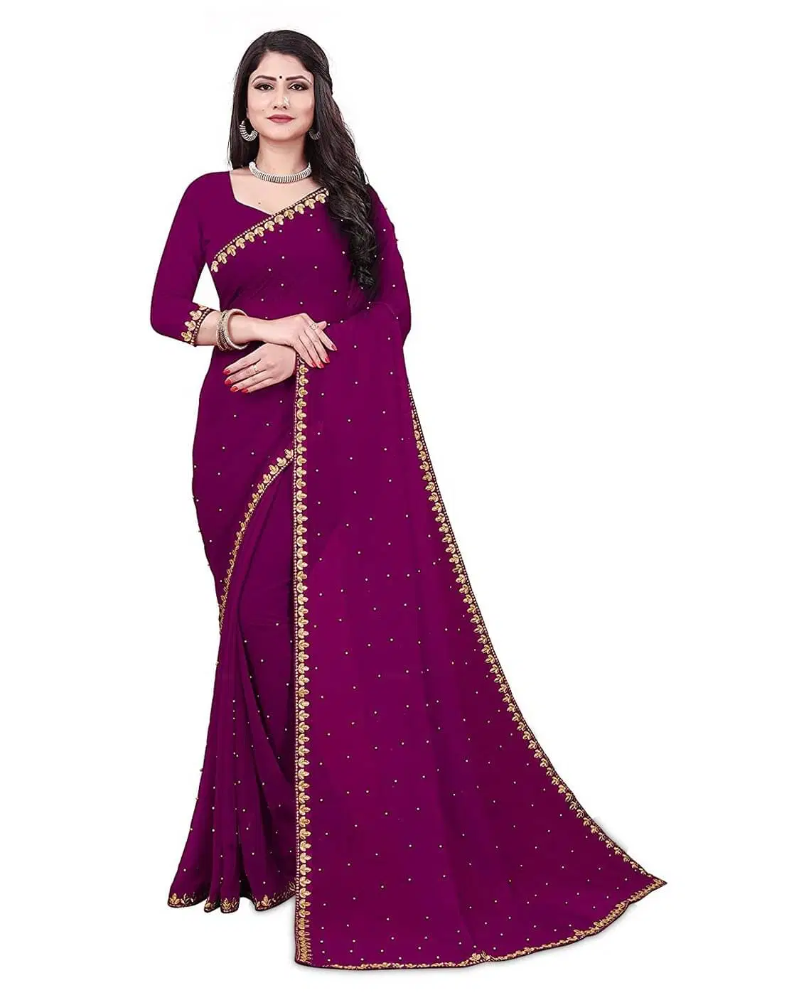YUGAVEERAA-Lycra-Solid-Regular-Saree-SDL761149713-1-5b3ab.webp YUGAVEERAA Lycra Solid Regular Saree With Unstitched Blouse Piece ( Purple ) - Image 1