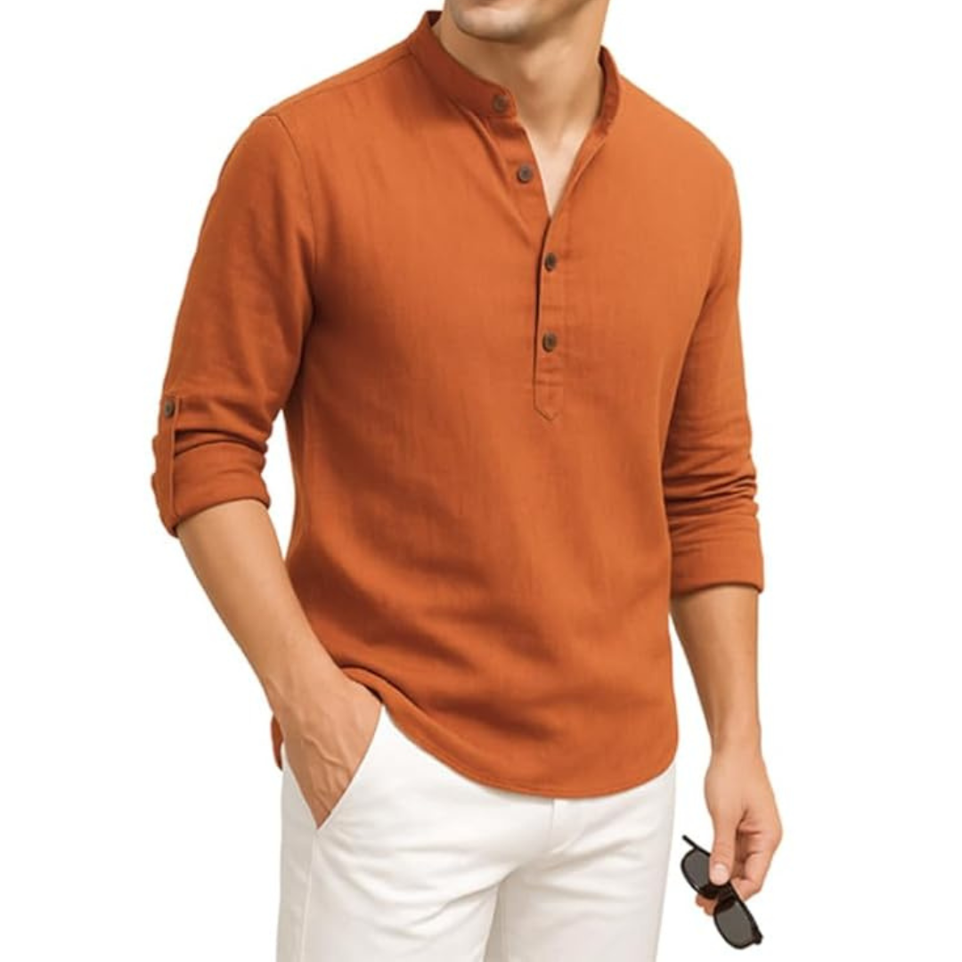 1 DEELMO Men's Cotton Blend Solid Regular Fit Full Sleeve Short Kurta | Men's Trendy Short Kurta - Image 1