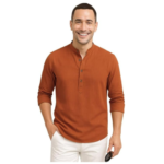 DEELMO Men's Cotton Blend Solid Regular Fit Full Sleeve Short Kurta | Men's Trendy Short Kurta - Image 2